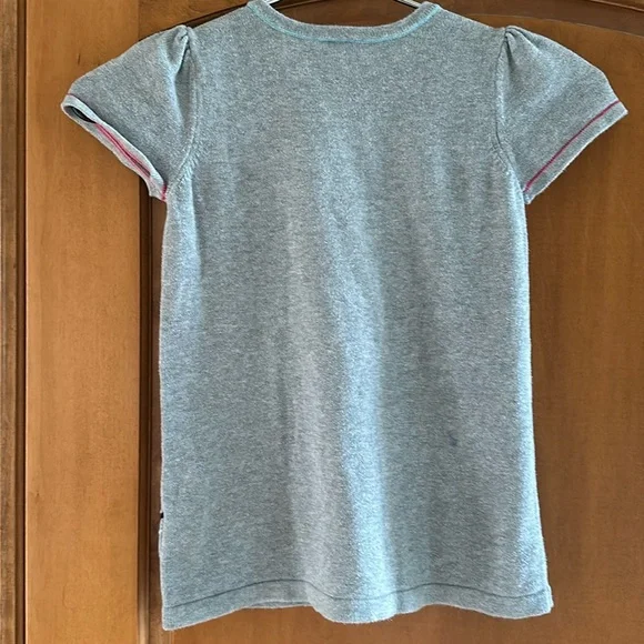 Hanna Anderson Girls Gray Embroidered Short Sleeve Knit Sweater Dress Size 5 - Picture 3 of 7